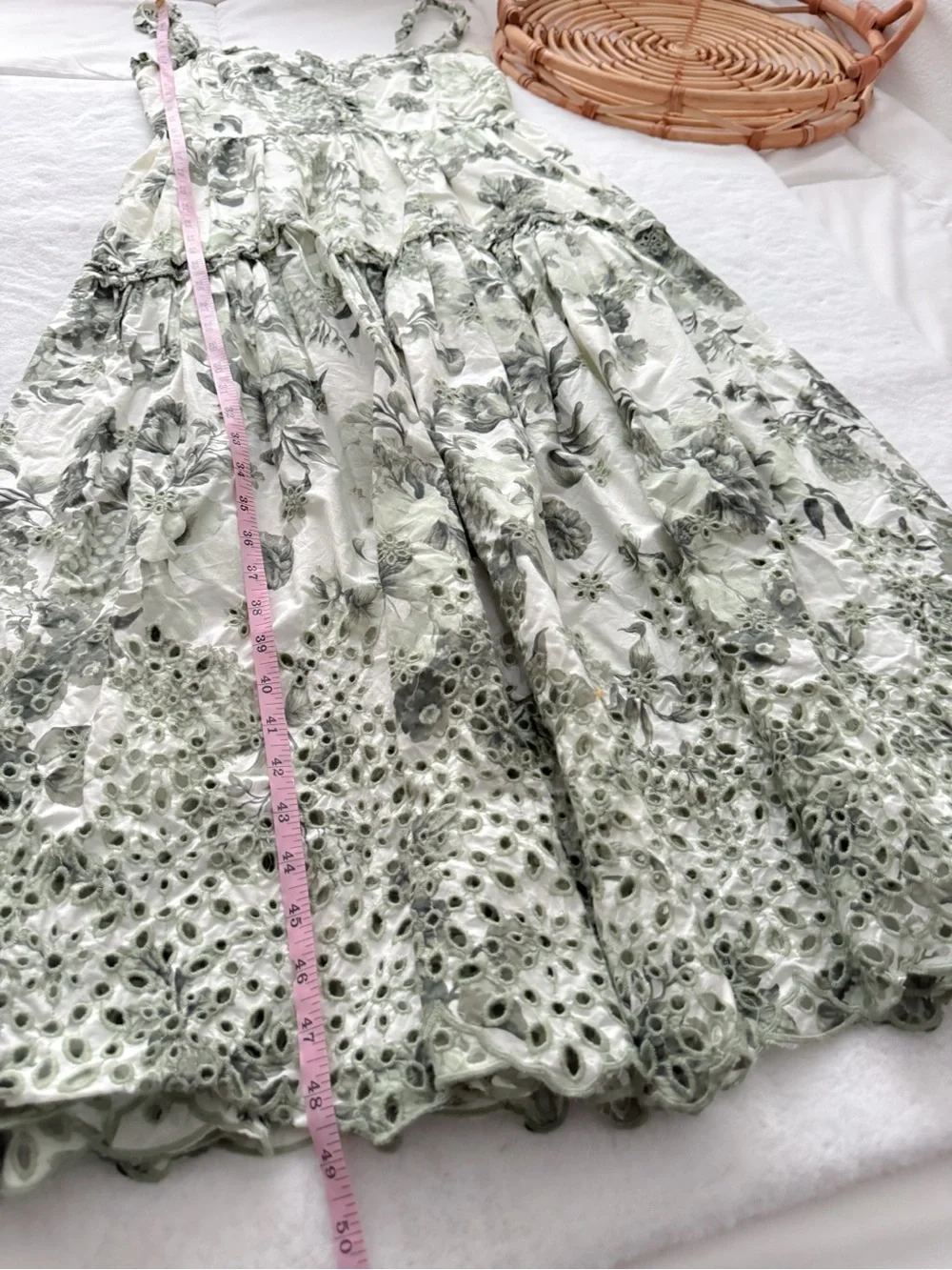 Anthropologie Sleeveless Sweetheart A-Line Midi Dress Eyelet Green - Picture 15 of 15